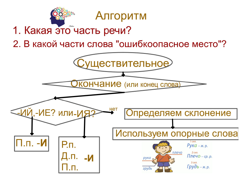 Речь род существительного. Алгоритм определения части речи. Алгоритм определения окончания существительных. Алгоритм определения окончания в слове 2 класс. Алгоритм определения окончания в слове.