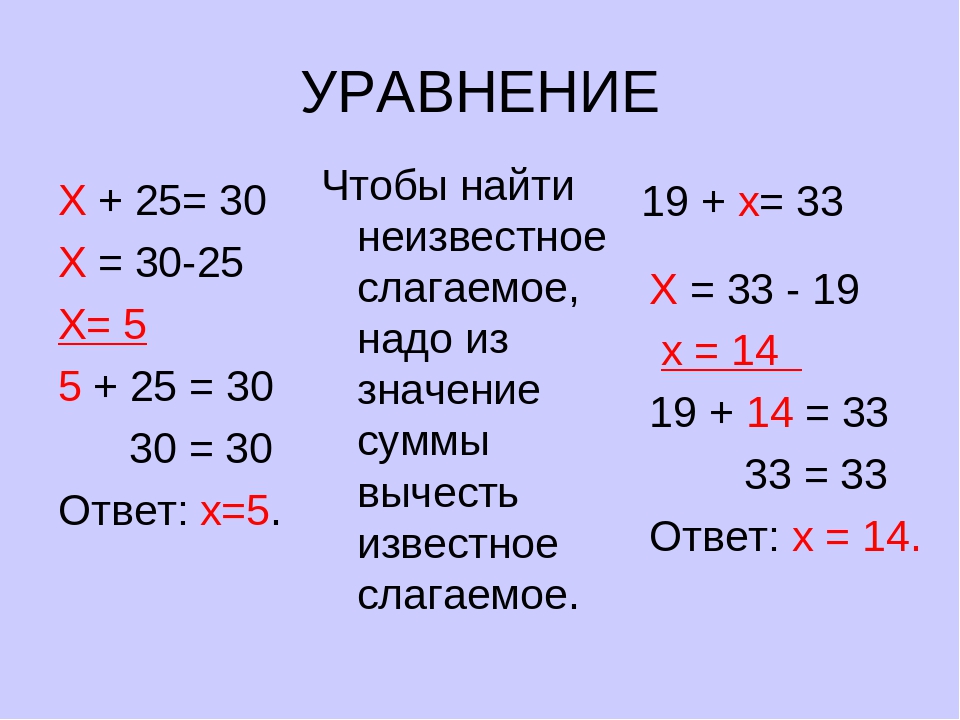 Презентация 4 класс математика решение уравнений