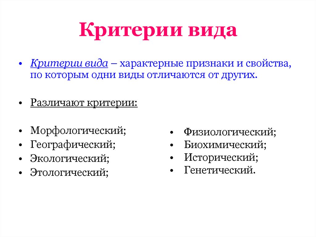 Понятие вида в биологии презентация