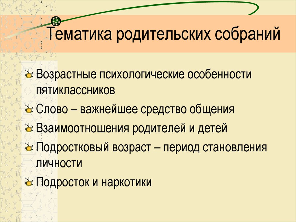 План родительских собраний в 7 классе для классного руководителя