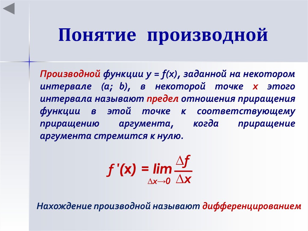 Определение производной презентация 10 класс