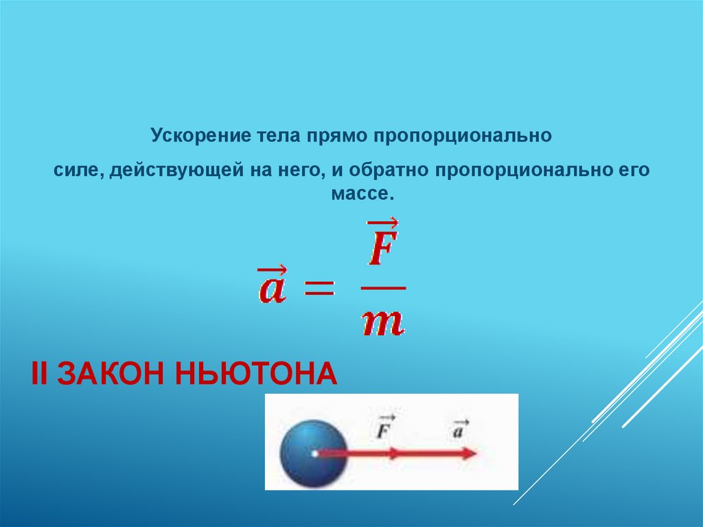 Закон ускорения тела. Ускорение тела прямо пропорционально силе действующей на него. Второй закон Ньютона. Закон Ньютона анимация. Формула второго закона Ньютона.