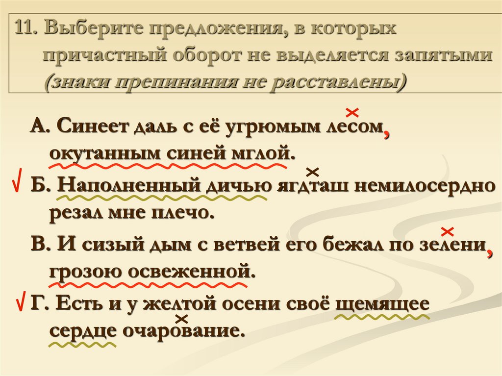 Предложения с причастным оборотом по схемам