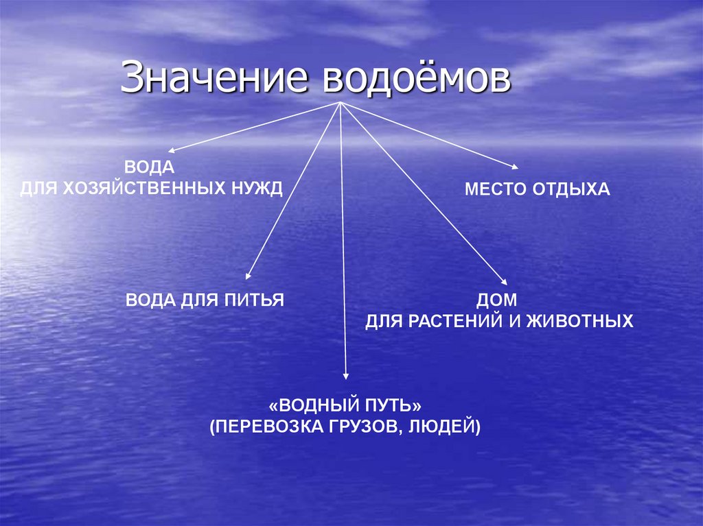 Заполни схему роль водоемов в природе и жизни человека 4 класс