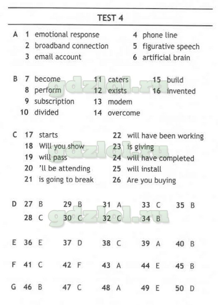 Английский язык 9 класс тест 6 ответы
