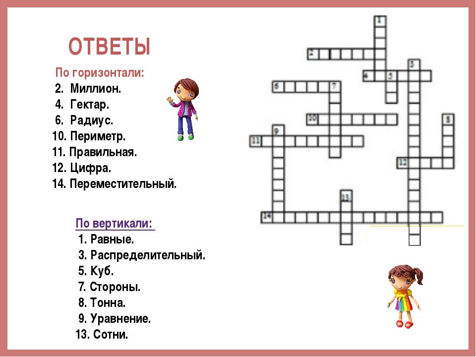 Презентация кроссворд по математике 5 класс