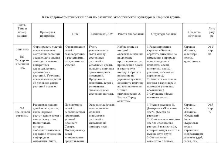 Календарный план насекомые старшая группа