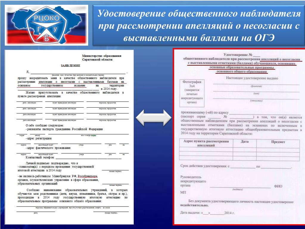 Образец заполнения апелляции огэ