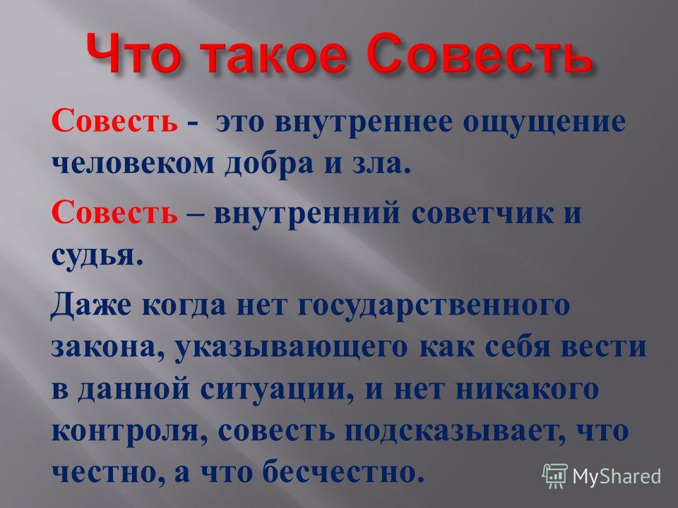 Что такое совесть проект