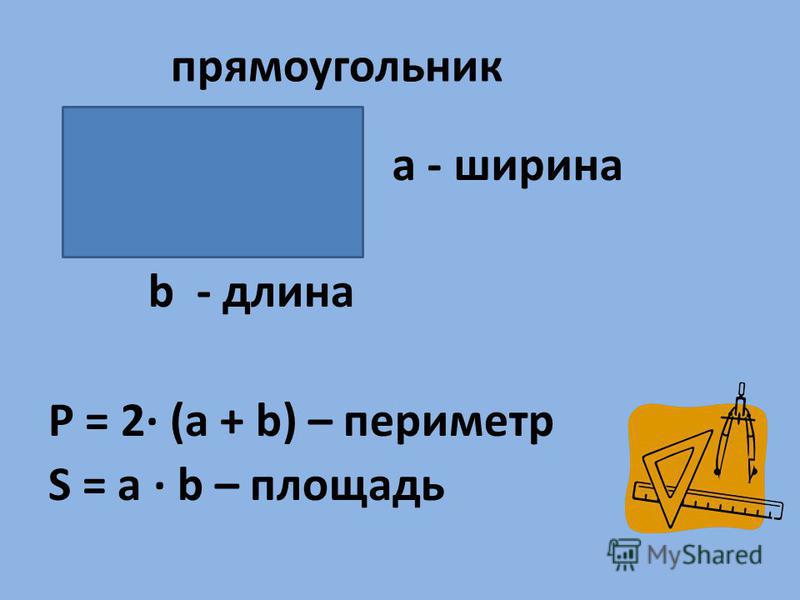 Периметр и площадь прямоугольника формула