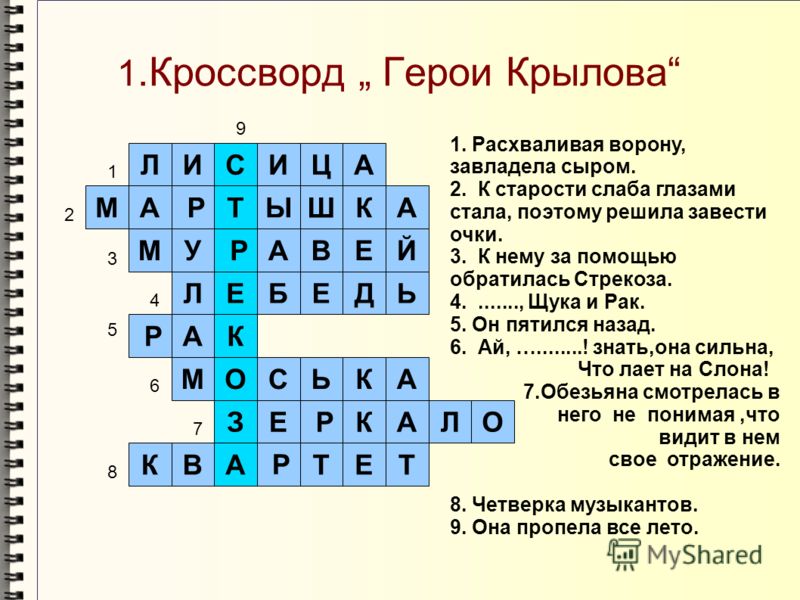 Как составить кроссворд в презентации