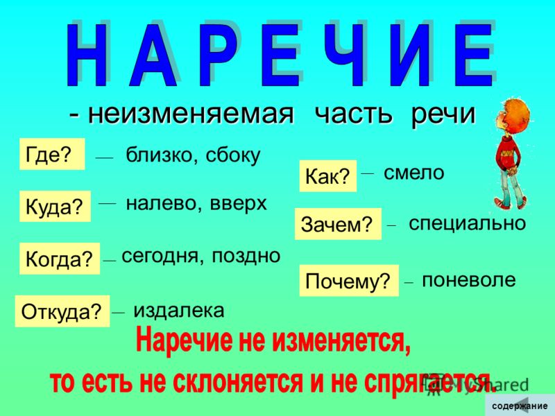 Наречие презентация 3 класс