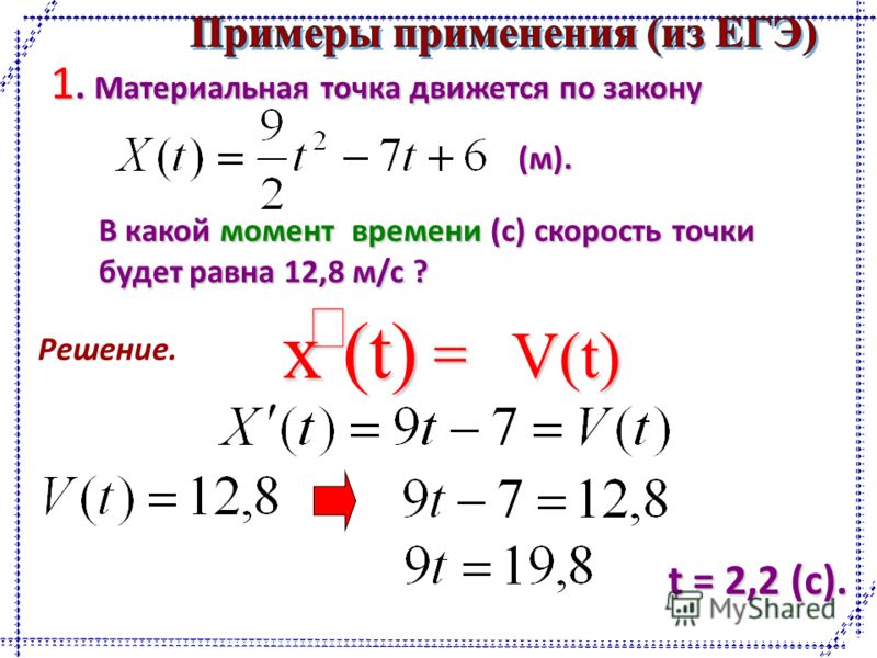 Презентация производная на егэ по математике профильный уровень