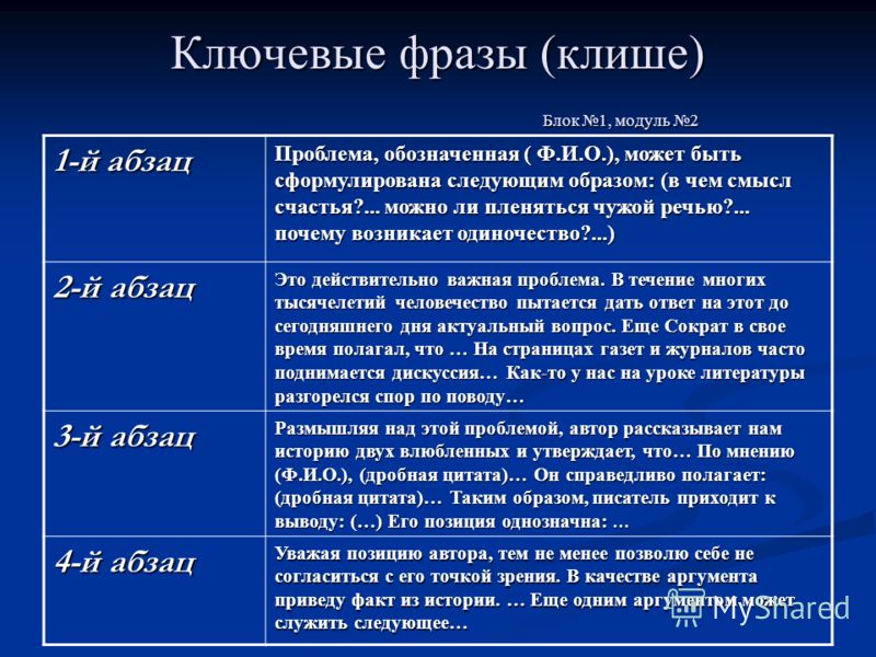 Как писать сочинение егэ по русскому пример план