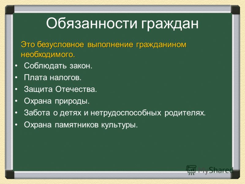 Права и обязанности гражданина рф план по обществознанию