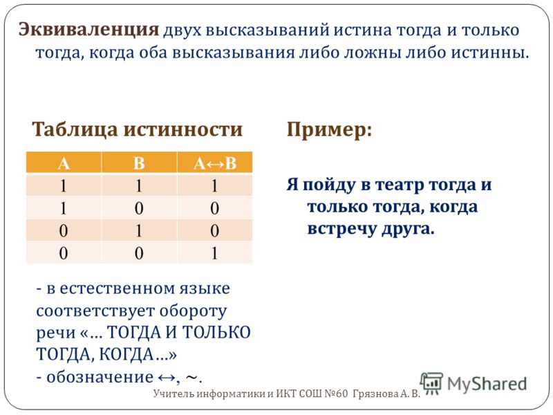 Определение истинности высказывания