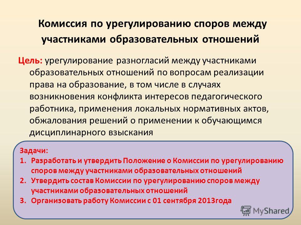 Образец решения комиссии по урегулированию споров между участниками образовательных отношений