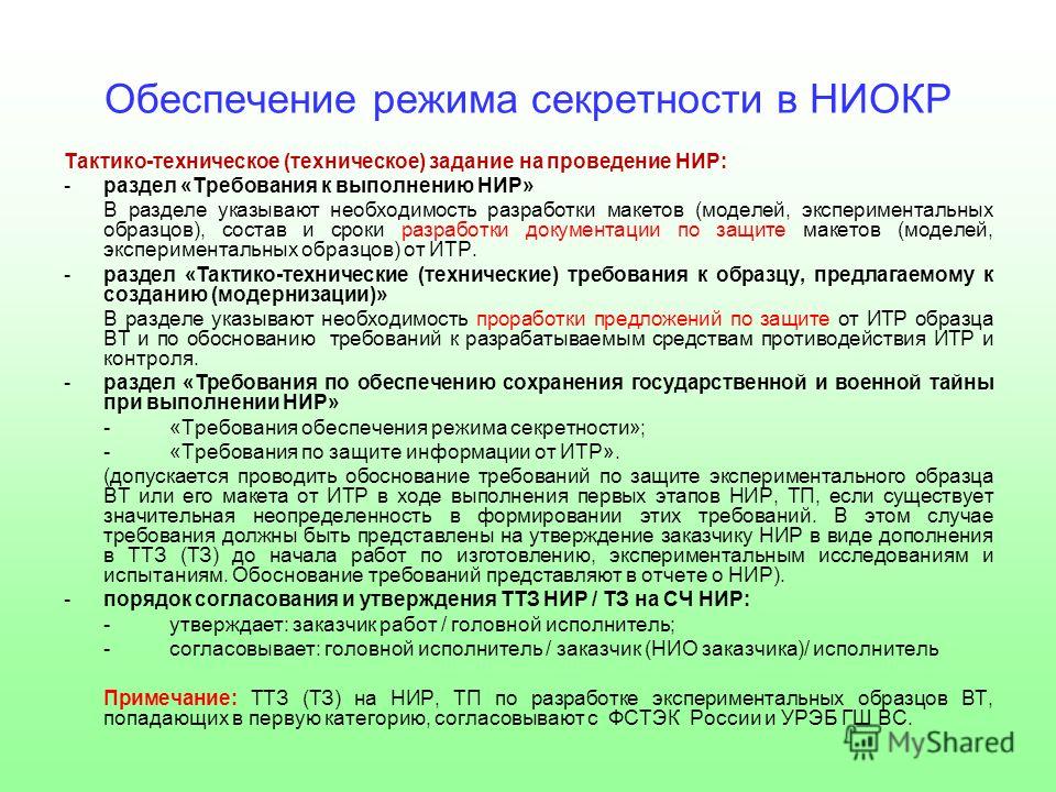 Главные элементы режима секретности в виде схемы