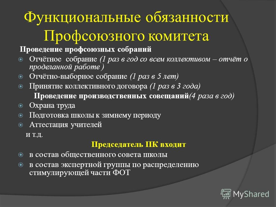 Доклад председателя первичной профсоюзной организации. Председатель профсоюзного комитета функции. Обязанности членов профкома. Обязанности председателя профсоюза в школе. Обязанности председателя профкома.