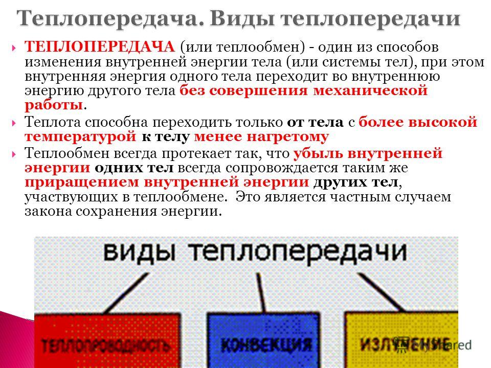 Пути теплообмена. Теплопроводность виды теплопроводности. Виды передачи тепла. Совершение работы и теплообмен. Способы передачи тепла теплопроводность.