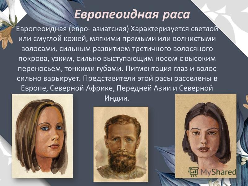 Рисунки европеоидной расы