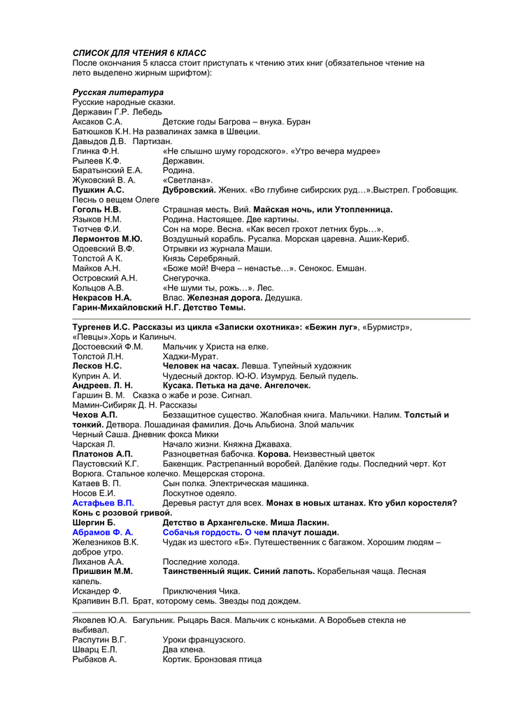 Темы для проектов по литературе 6 класс список