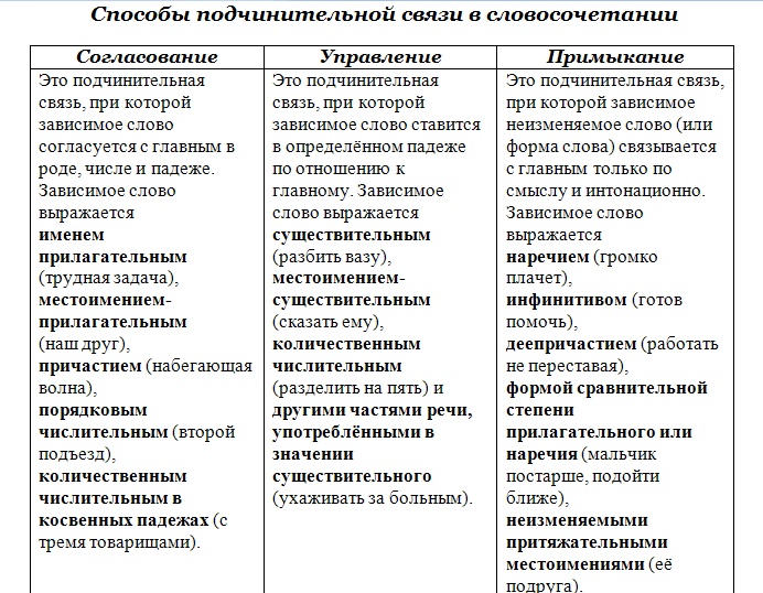 Типы связи в словосочетании презентация 8 класс