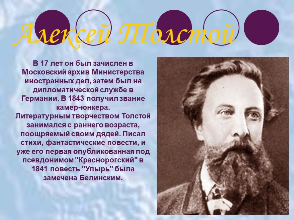 Алексей толстой биография презентация