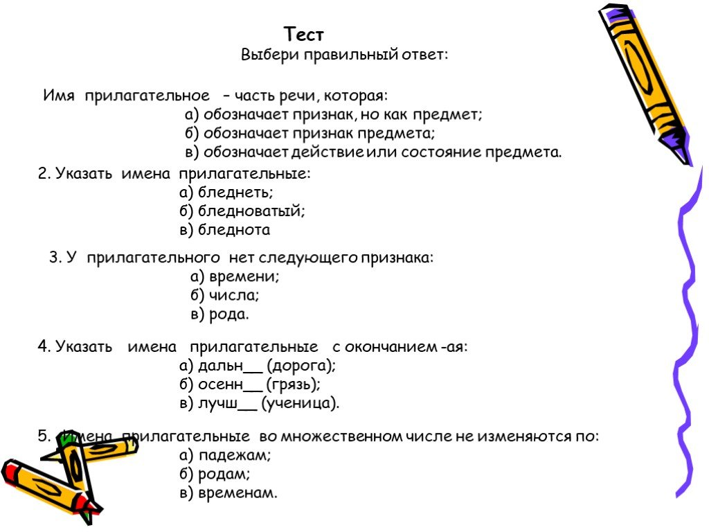 Тест на тему презентации