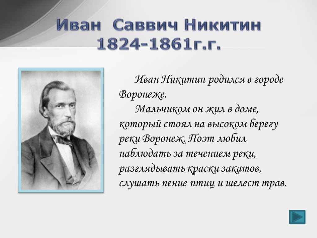 Иван саввич никитин биография презентация