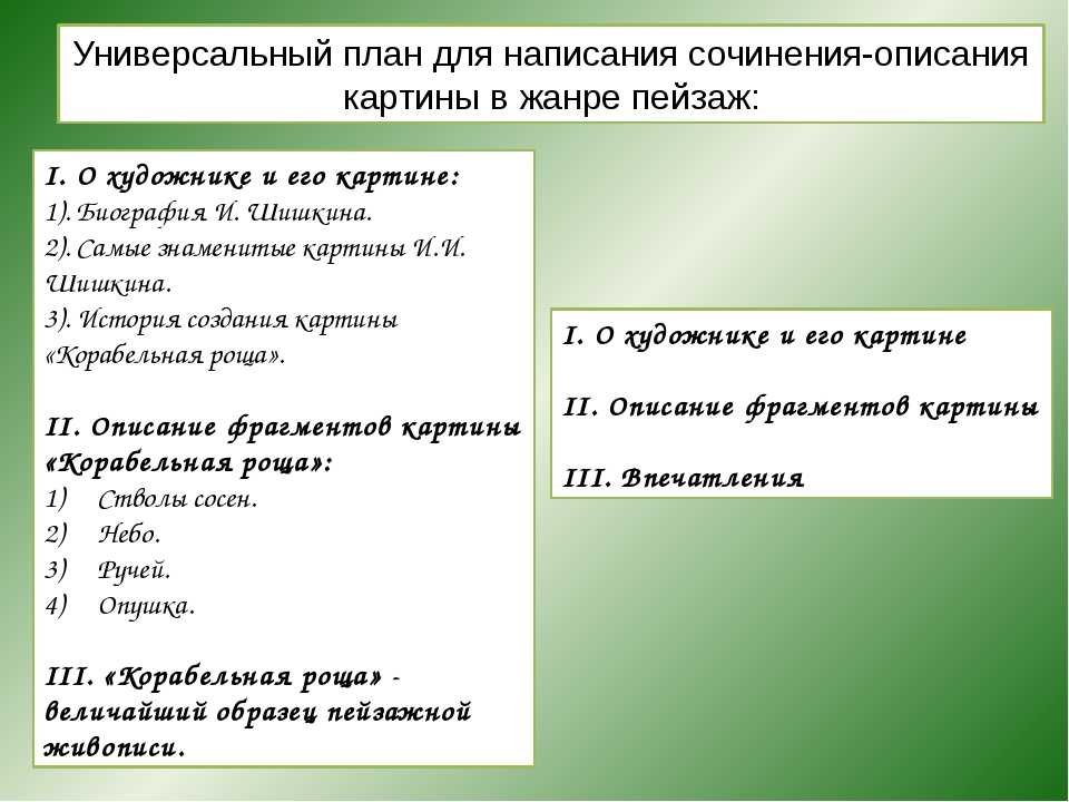 План описания картинки по русскому