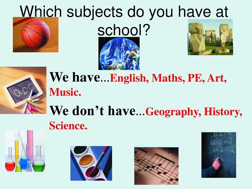 Write school subjects