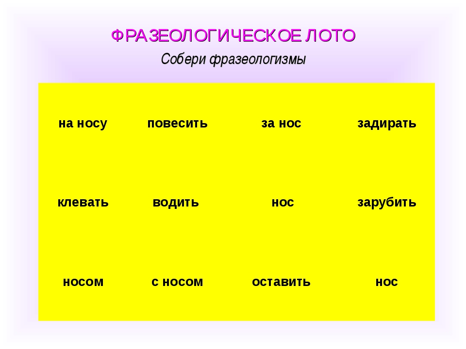 Фразеологизмы упражнения русский язык. Фразеологическое лото Собери фразеологизма. Задирать нос синоним фразеологизм. Повесить нос фразеологический синоним. Лото 