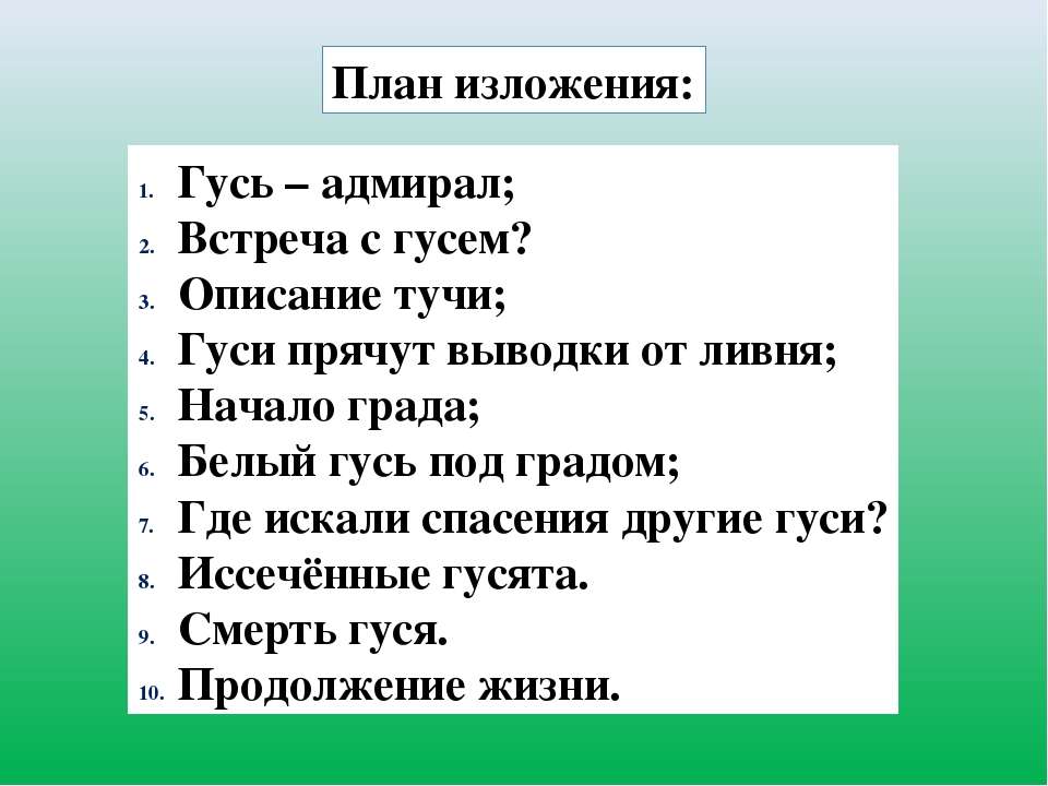 План для изложения