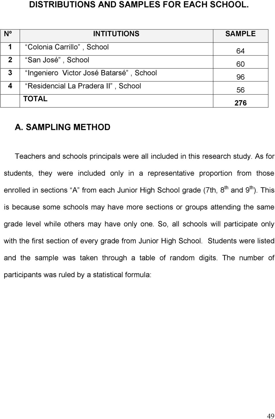 SAMPLING METHOD Teachers and schools principals were all included in this research study.