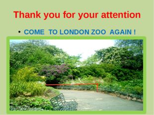 Thank you for your attention COME TO LONDON ZOO AGAIN ! 