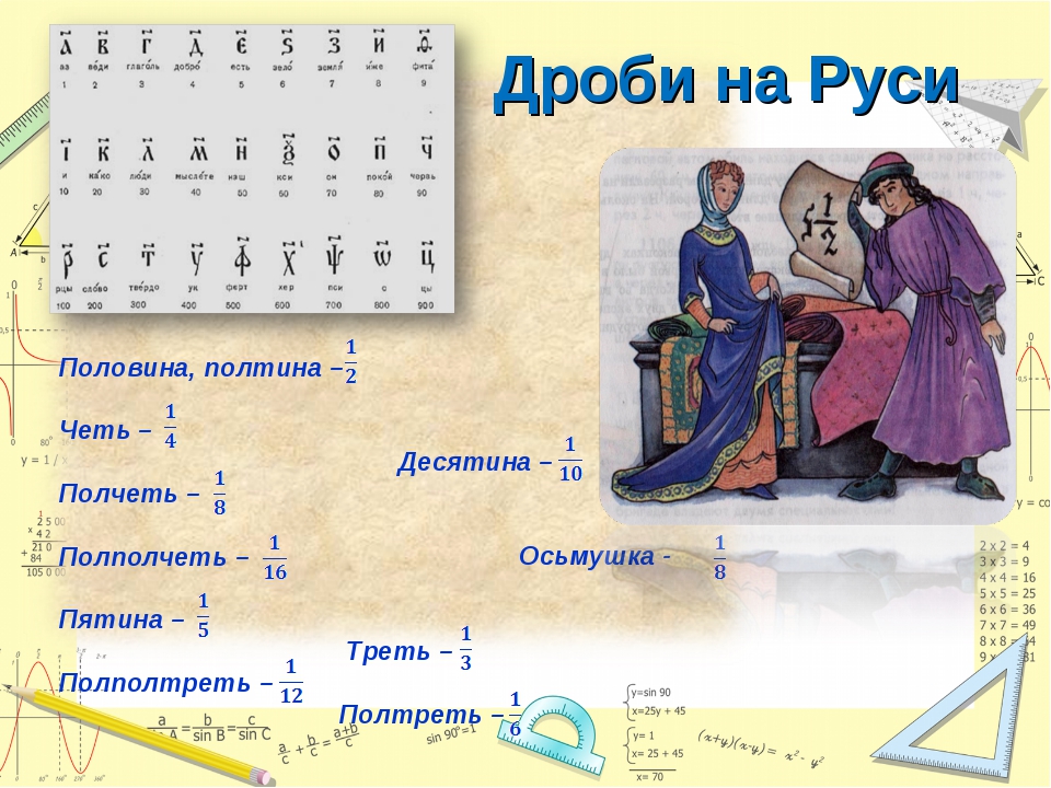 Проект по математике на тему обыкновенные дроби на руси 6 класс