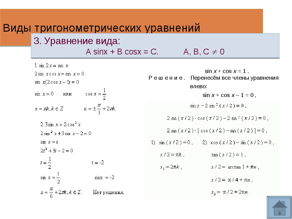 Решите уравнение sinx 3 cosx. Тригонометрические уравнения cos2x+cosx=0. Алгоритм решения простых тригонометрических уравнений. Решение тригонометрических уравнений sin x.
