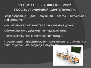 Новые перспективы для моей профессиональной деятельности: -использование для