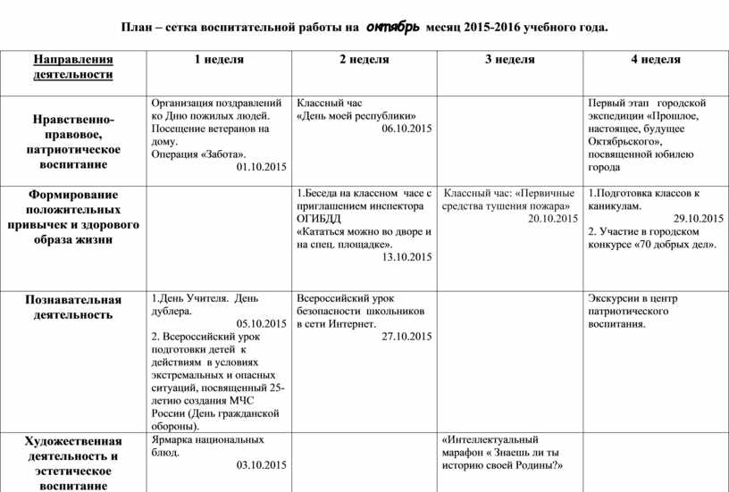 План воспитательной работы на лето в школе