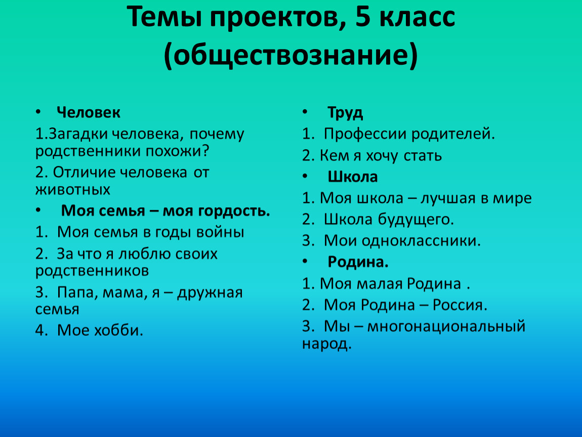 Какие темы в 7 классе. Темы для проекта. Проекты по обществознанию 5 класс темы проектов. Темы для проекта Обществознание. Интересные темы для проекта.