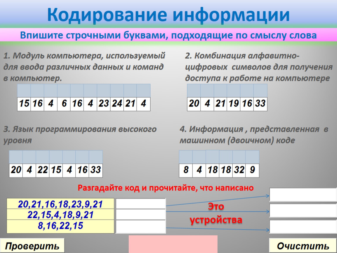 История кодирования информации проект