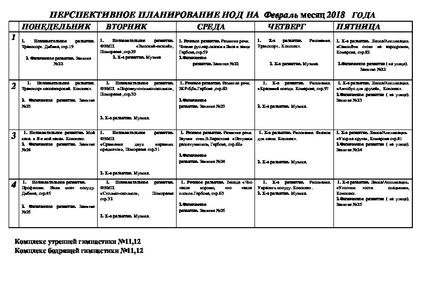 Календарный план на март в подготовительной группе на каждый день