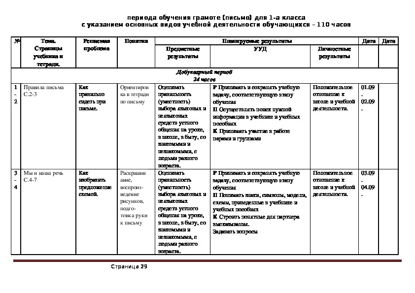 Поурочный план 6 класс русский язык