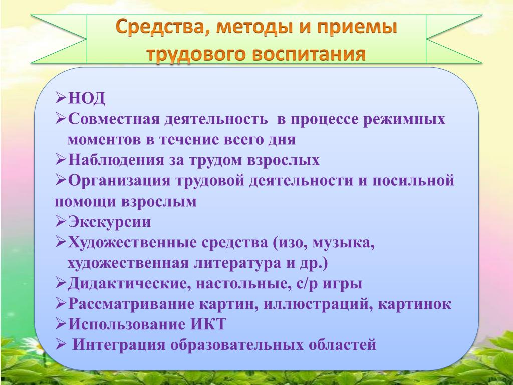 Представьте в плане режимные моменты влияющие на трудовое воспитание дошкольников