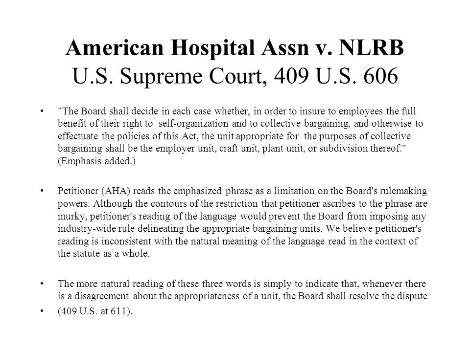 American Hospital Assn v. NLRB U.S. Supreme Court, 409 U.S.