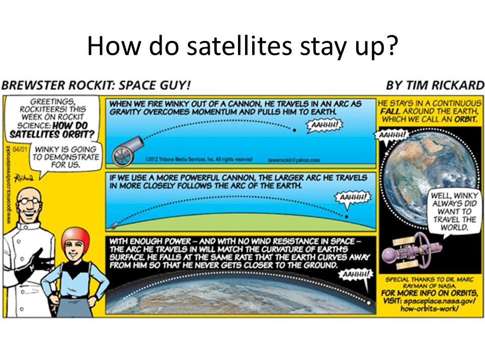 How do satellites stay up