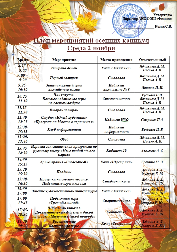 План внеурочного мероприятия