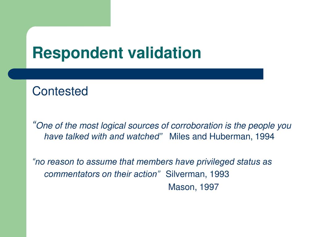 Respondent validation