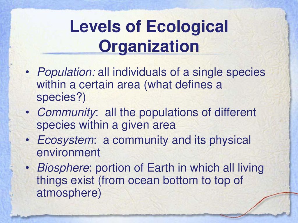Levels of Ecological Organization